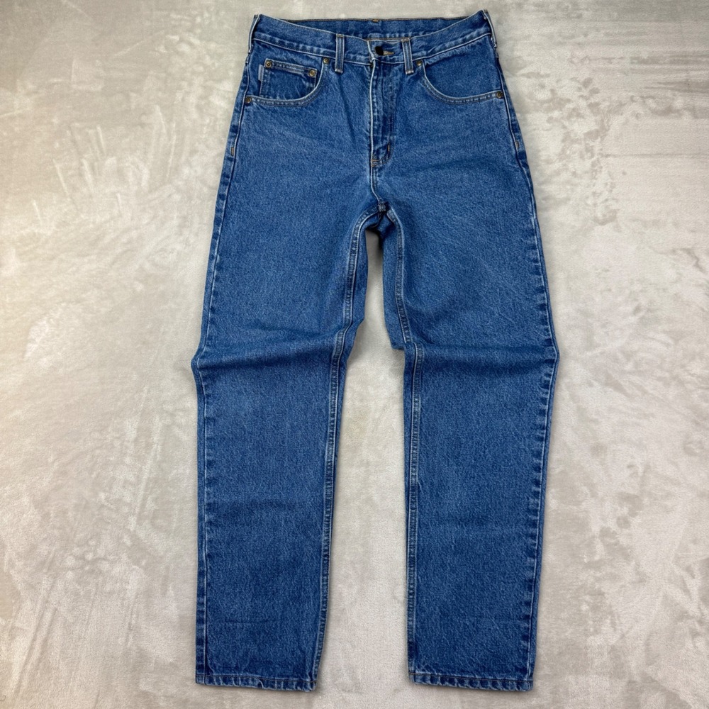 Carhartt B17-DST Mens 30x32 Blue Relaxed Fit Tapered Leg Work‎ Denim Jeans